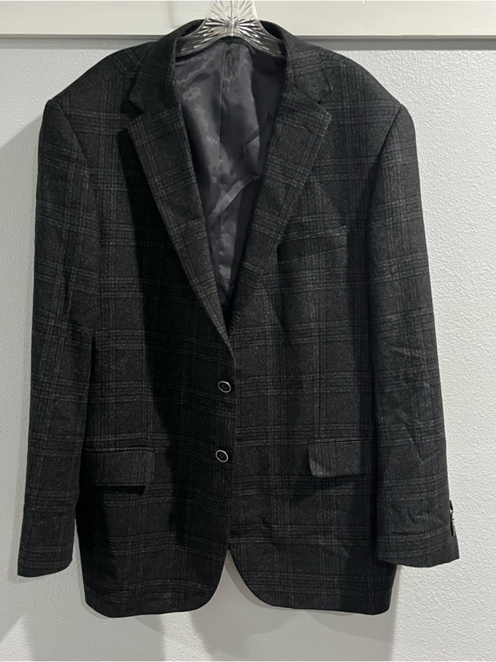 Joseph Abboud Sport Coat 46R Plaid Tollegno 1900 Italian Fabric Windowpane